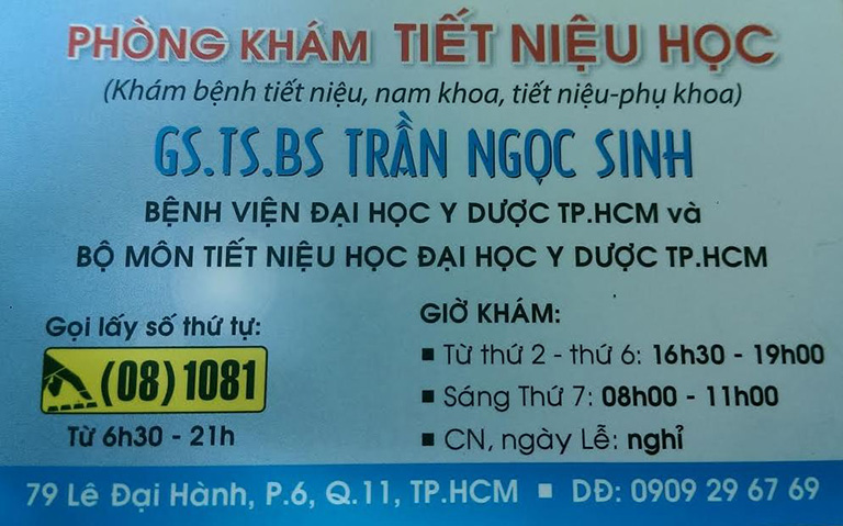 Phòng khám Ngoại Tiết niệu – Bác sĩ Trần Ngọc Sinh