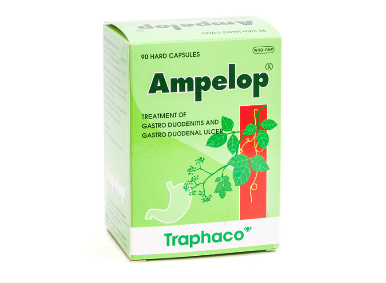 Thuốc Ampelop có tác dụng điều trị các triệu chứng bệnh viêm loét dạ dày - hành tá tràng.