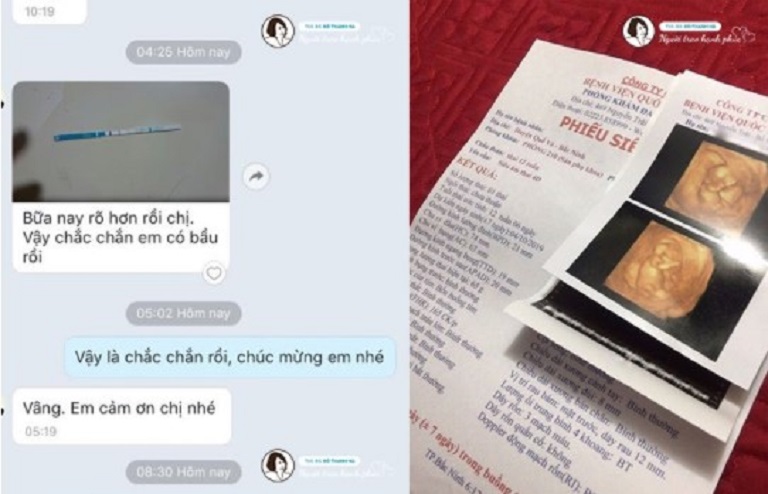 Những dòng tin nhắn báo tin vui mà chị Thảo gửi cho bác sĩ Hà