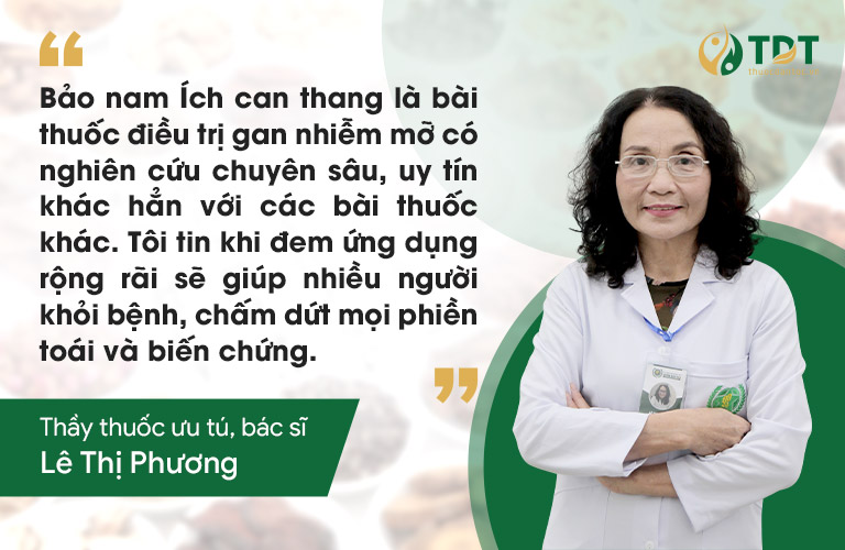 Bác sĩ Lê Phương nhận định về bài thuốc chữa gan nhiễm mỡ Bảo nam Ích can thang