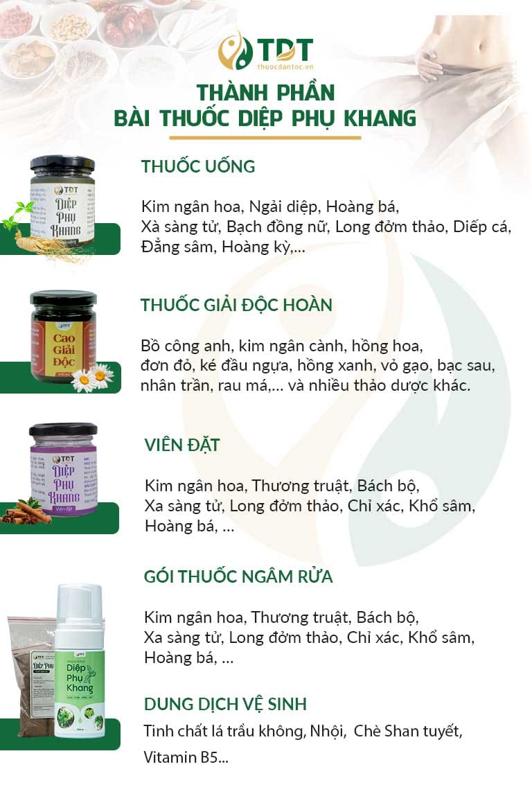 Thành phần thảo dược có trong các chế phẩm Diệp Phụ Khang