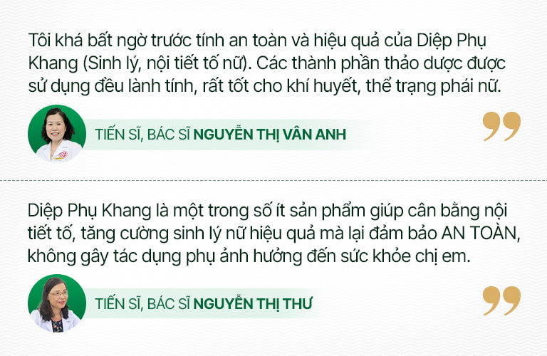 Các chuyên gia đánh giá Diệp Phụ Khang nội tiết, sinh lý nữ