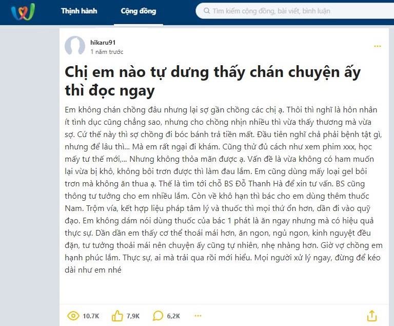 Bệnh nhân chia sẻ về bài thuốc trên webtretho