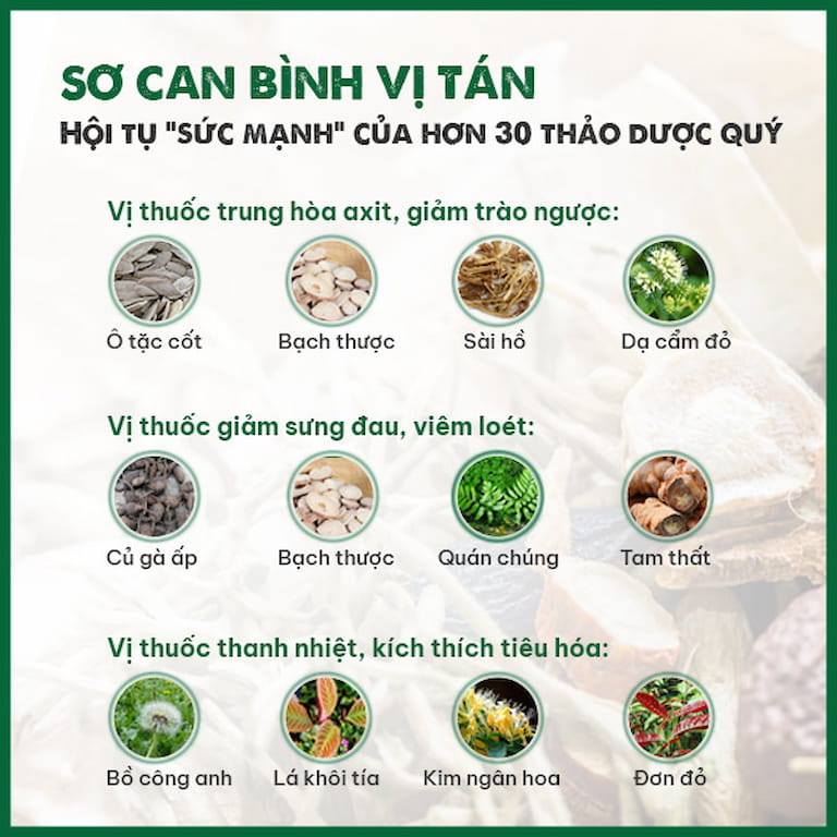 Nhóm dược liệu có trong bài thuốc