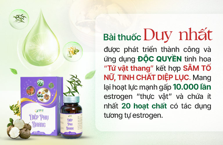 Diệp Phụ Khang kết hợp Tứ vật thang, Sâm tố nữ và Tinh chất diệp lục