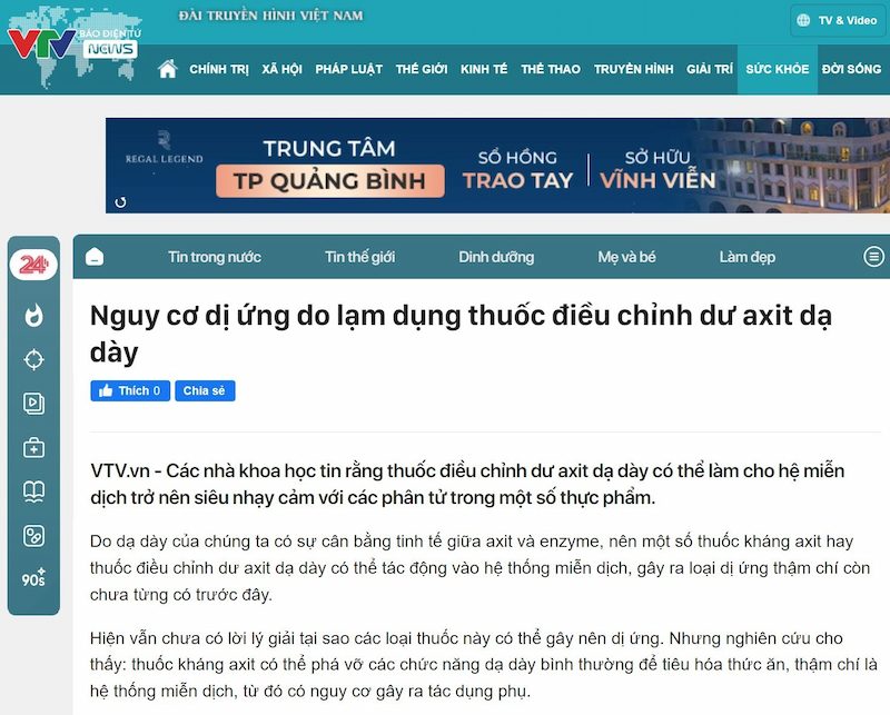 Báo chí cảnh báo hậu quả do lạm dụng thuốc xử lý trào ngược